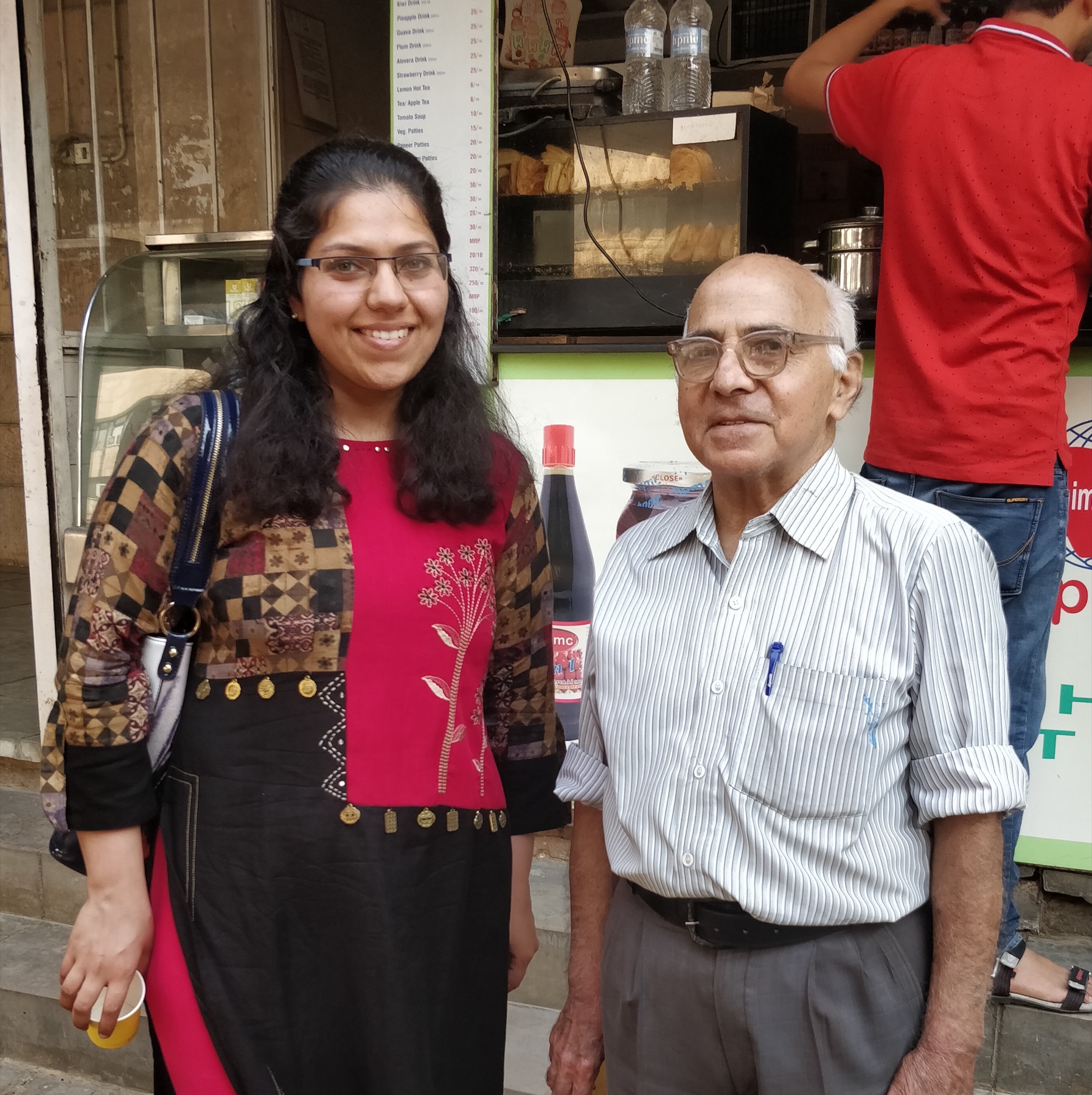 Prof. Gupta with Charu Mehta near the reading room at IIT Delhi, June 2018.