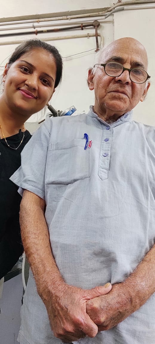Arunima Shukla with Prof. Gupta on a visit to him, taken late in his life.